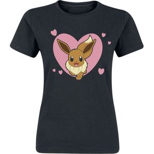 Pokémon Evoli - Herz Dames T-shirt - zwart - M
