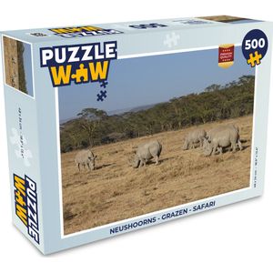 Puzzel Neushoorns - Grazen - Safari - Legpuzzel - Puzzel 500 stukjes