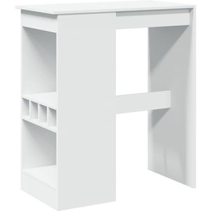 vidaXL Bartafel met rekken 90x47,5x103,5 cm bewerkt hout wit - Bartafel - Bartafels - Statafel - Statafeltje