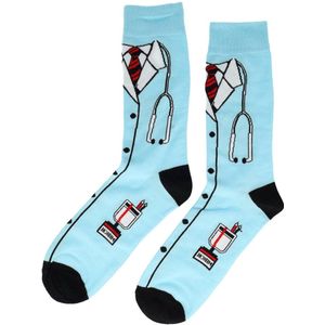 Sokken Katoen - Ziekenhuis Doktersjas Print - Blauw - Maat 38-45