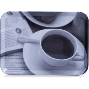 Zeller Dienblad - kunststof - met koffieprint - 30 x 22 cm