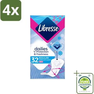 Libresse – Inlegkruisjes – Normal Deo Fresh – Fris gevoel – 32 Inlegkruisjes - Voordeelverpakking - 4 stuks - Inlegkruisjes - Frisheid