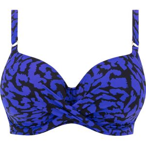 Dames - Hope Bay - Zwemkleding Top - Zwart - Elektrisch Blauw - Luipaardprint
