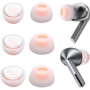 Allecto Plus - Ruisonderdrukking siliconen oordopjes voor Galaxy Buds3 Pro - Oplaadhoes compatibel - S/M/L, transparant oranje