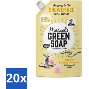 Marcel's Green Soap - Shower Gel - Navulling - Vanille & Kersenbloesem - Krachtige werking - 500 ml - Bulkverpakking - 20 stuks