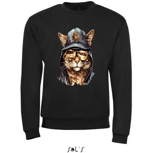 Sweatshirt 2-158an08 Kat met gouden kettingen - S