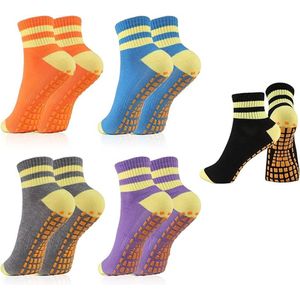 5 paar antislip sokken voor dames - antislip yogasokken - pilatessokken - sportsokken voor thuis, in het ziekenhuis en in revalidatiecentra.