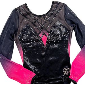 Sparkle&Dream Turnpakje Daantje Zwart Roze - Maat ALA XS/S - Gympakje voor Turnen, Acro, Trampoline en Gymnastiek