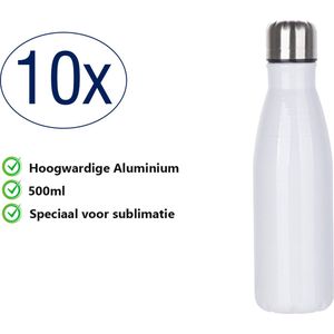 10 Stuks Sublimatie Drinkfles Wit - Sublimatie Producten - Waterfles Sublimatie - Aluminium