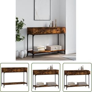 The Living Store Wandtafel Gerookt Eiken - Haltafel 100x34.5x75 cm - Duurzaam bewerkt hout en metaal