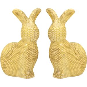 Deco bunny goud zittend paar paashazen H30.5cm 2st-08456