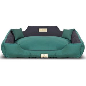 KINGDOG - Hondenbed - Dierenmand 115x95 cm - Maat XL - Groen met Zwart