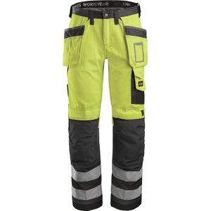 Snickers 3233 High-Vis Broek met Holsterzakken, Klasse 2 - Geel, High Visbility/Gemeleerd Grijs - 62