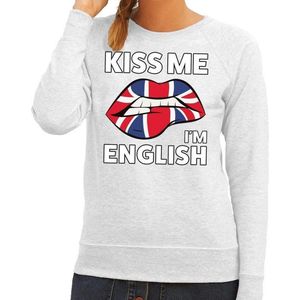 Kiss me I am English sweater grijs dames - feest trui dames - Engeland kleding XL