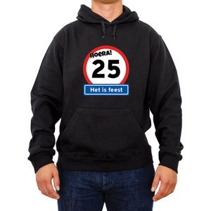 Trui Hoera 25 jaar |Fotofabriek Trui Hoera het is feest |Zwarte trui maat XL|Verjaardagscadeau| Unisex trui verjaardag (XL)