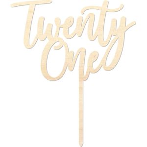 Houten caketopper / taarttopper - TwentyOne - Taart / Cake topper op bestelling gemaakt