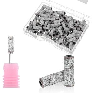 Mini Mandrel Nail Bit Set - 100pcs Nail Drill Bits Small Sanding Belts 240# Fine Grain Nail File Sanding Belt Mini Cuticle Sanding Files with 3.1mm Mandrel Bit for Manicures Pedicure (#240)