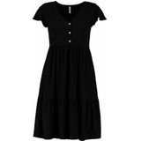 Hailys - No44ra - Zomerjurk - Zwart - V-hals - Kwartmouw