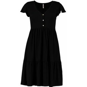Hailys - No44ra - Zomerjurk - Zwart - V-hals - Kwartmouw