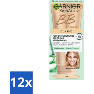 12 x Garnier - SkinActive - BB Cream Classic Light - 5-in-1 Verzorging - 50 ml - BB Crème - Dagcrème - Lichte Huid - Garnier - 5-in-1