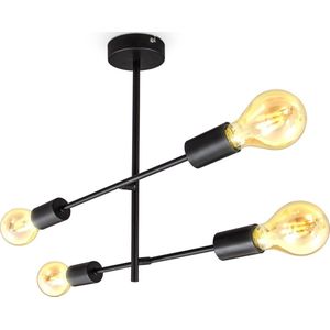 B.K.Licht - Industriële Plafondlamp - zwart - decoratiev - draaibaar - retro - metaal - met E27 fitting - excl. lichtbron