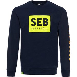 SEB Sweater Navy - Neon Yellow - XL | Trui - Heren - Blauw - Neon - Organisch katoen