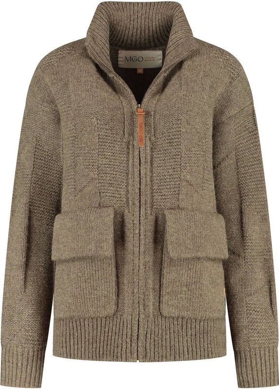 MGO - Tamar - Outdoorvest - Bruin - Grof Gebreid
