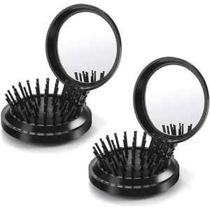 Inklapbare reisspiegel en haarborstel voor dames - mini tas borstels voor onderweg