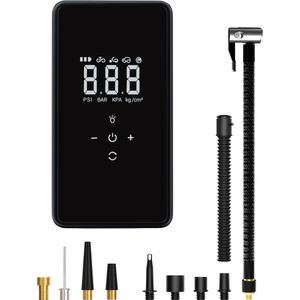 Samillion 9-in-1 Draagbare Compressor Bandenpomp - Luchtcompressor - Compressor - Oplaadbaar - Fiets Tot Auto - Elektrische Fietspomp - Zaklamp en Powerbankfunctie - Inclusief 9 opzetstukken - 6000 mAh Batterij