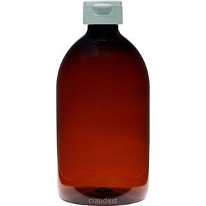 Lege plastic fles 500 ml PET apothekersfles amber - met witte klepdop - set van 10 stuks - navulbaar - leeg