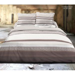 Flanel dekbedovertrek Lits-Jumeaux 240 x 220 cm Rio Taupe