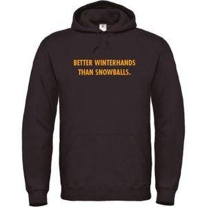 Wintersport hoodie zwart M - Better winterhands than snowballs - okergeel - soBAD. | Foute apres ski outfit | kleding | verkleedkleren | wintersporttruien | wintersport dames en heren
