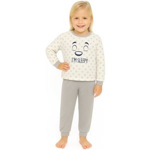 Cocodream - Meisjes Pyjama - Fleece - Sleepy - Snow Grey - Maat 116