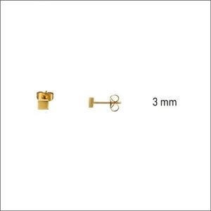 Aramat jewels ® - Zweerknopjes oorbellen vierkant goudkleurig chirurgisch staal 3mm