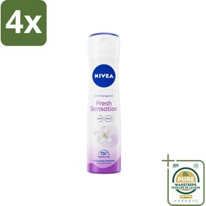 NIVEA – Deodorant Spray – Fresh Sensation – 150 ml - Voordeelverpakking - 4 stuks - Geurvermindering - INFINIFRESH