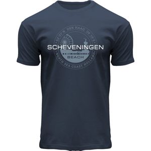 Fox Originals Circle Beach T-shirt Scheveningen Den Haag Heren & Dames Katoen Blue Blauw Maat M