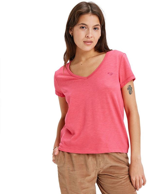 Roxy - Is Flowing V - T-shirt - Katoen Polyester Slub Jersey - Met Korte Mouwen