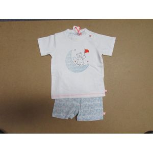 Noukie's - Zomer pyjama - Nouky maan  - Wit / turquoise - 6 jaar  116