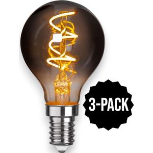 3-Pack | Kogellamp - E14 - 3W - Super Warm Wit <2200K - Filament - Rookglas