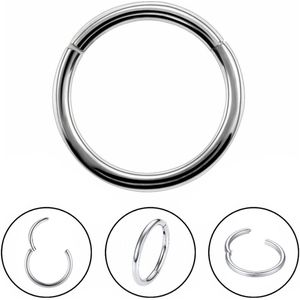 Fako Bijoux® - Chirurgisch Stalen Ring Piercing - Diameter 10mm - Dikte 1.2mm - Ringetje geschikt voor Helix, Tragus, Septum, Lip, Neus & Wenkbrauw - Zilverkleurig