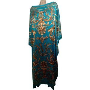 Kaftan - Oversized Lange Jurk - Satijn van Viscose - Zijde Grote Maat - Onesize 46-54 Turqoise