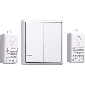 Draadloze lichtschakelaarset met afstandsbediening voor binnen buiten - geen wandbedrading nodig - plafondventilatoren - bidirectionele schakelaar - 2 ontvangers - slimme bediening .