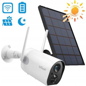 ieGeek - 2K Buiten Bewakingscamera - Draadloos - Met Zonnepaneel - Nachtzicht tot 30M