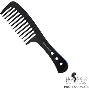 Haar in Stijl® Kam 6112 - Carbon Antistatische grove haarkam - kapperskam haartools voor kappers - carbon antistatic comb