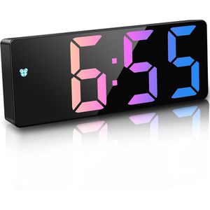 Ynkkvre - Digitale Wekker-Digitale Klok-digitale nachtkastklok -nachtlampje-Luide wekkers-groot display-dubbele wekker-dimbaar-RGB-lichting + LED-kleuren digitaal display-snoozefunctie-voor slaapkamer-kinderen-tieners-jongens-meisjes-zwart