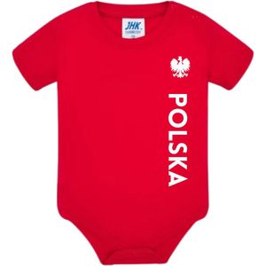 Polska - Polska - Poland - Polen ROMPER- Polska - Rood Body's & Rompers van 100% Katoen voor BABY Polen - 3 MANDEN