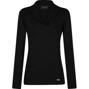 Felix Hardy Sjaalkraag Trui - Sweater %100 Katoen Dames Zwart - M