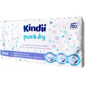 KINDII Pure & Dry - Droge babydoekjes - 100% katoen - Biologisch afbreekbaar - Voor gevoelige huid