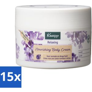 15 x Kneipp - Body crème - Relaxing - Lavendel - Rustgevende geur - 200 ml - Sheaboter - Vitamine E - Droge Huid - Relaxen - Stressverlichting