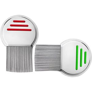 2 stuks Roestvrij stalen anti-kam voor het verwijderen van hoofdluis (rood en groen)